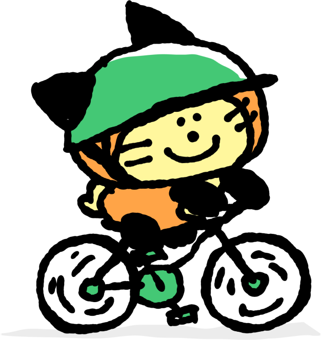 自転車に乗るフタミィのイラスト