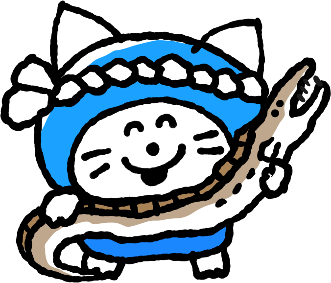 ハモを抱えるしもにゃだ