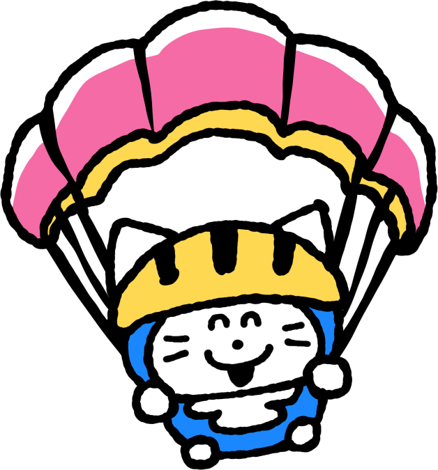 パラグライダーで空を飛ぶしもにゃだのイラスト